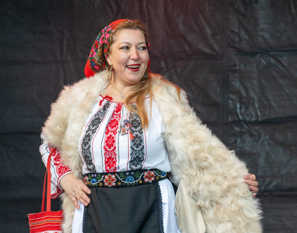 Woman in traditional Roma costume