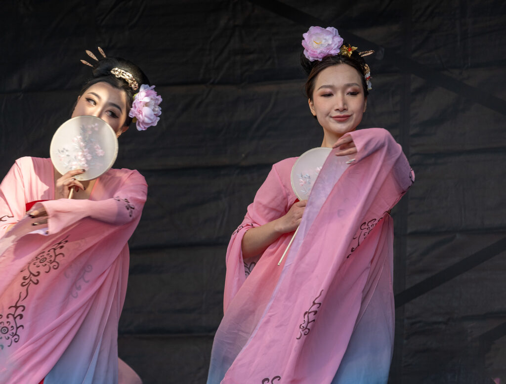 Traditional Chinese Dancers in Pink