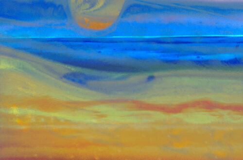 sunset over the sea, taken in a glass bottle