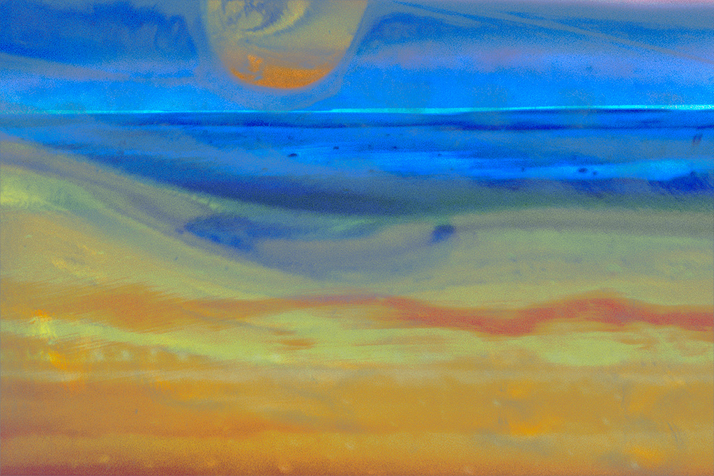 sunset over the sea, taken in a glass bottle