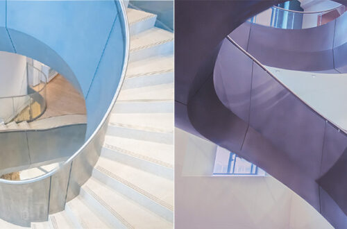 Courtauld Spiral staircase from two different views